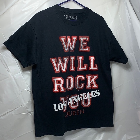 MEN’S Queen Black We Will Rock You Tour Los Angeles Tee Size Large - Picture 2 of 4